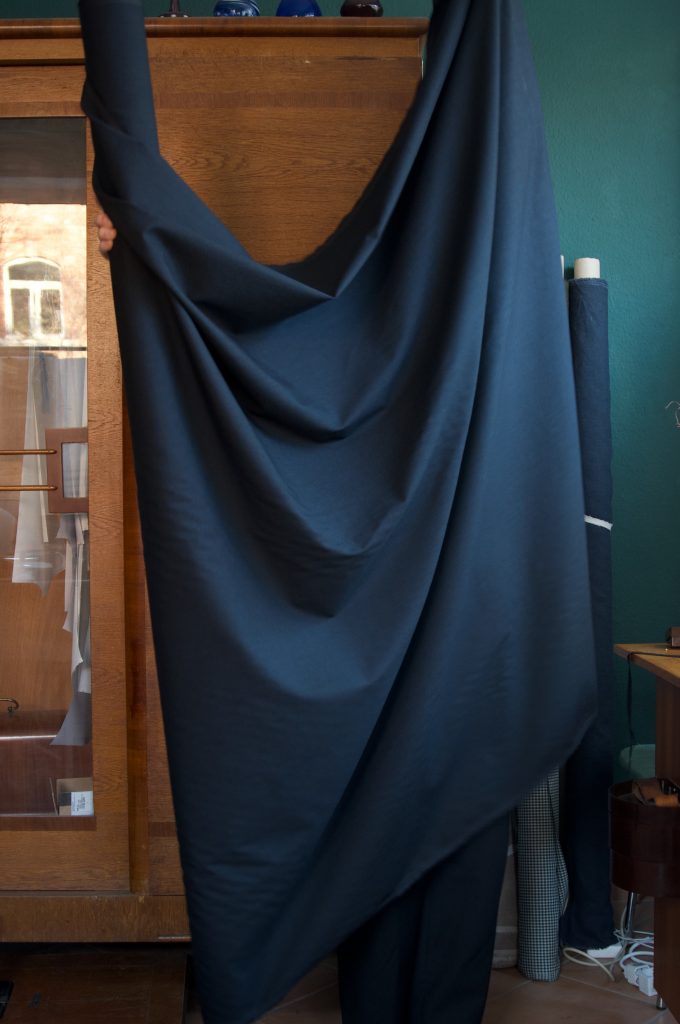 Dark Charcoal Wool Cotton Twill